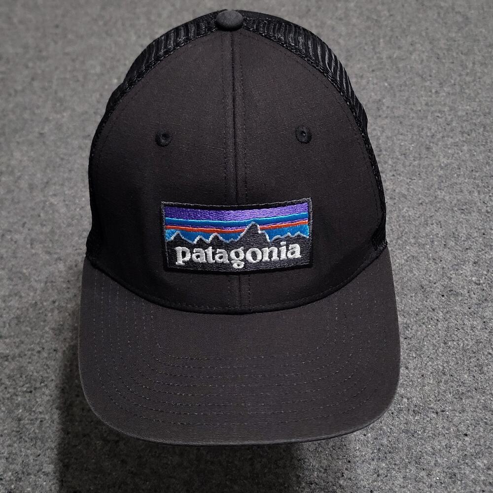 Patagonia Hat Baseball Cap Men Black Distressed P6 Netplus Trucker Mesh Snapback